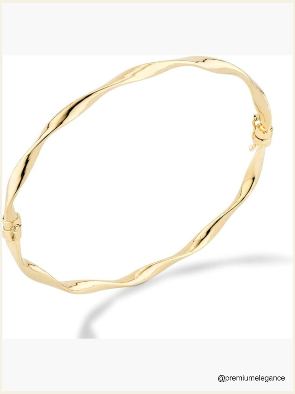 Italian 18K Gold Plated Sterling Silver Oval Bangle Bracelet, Hinged, Safety